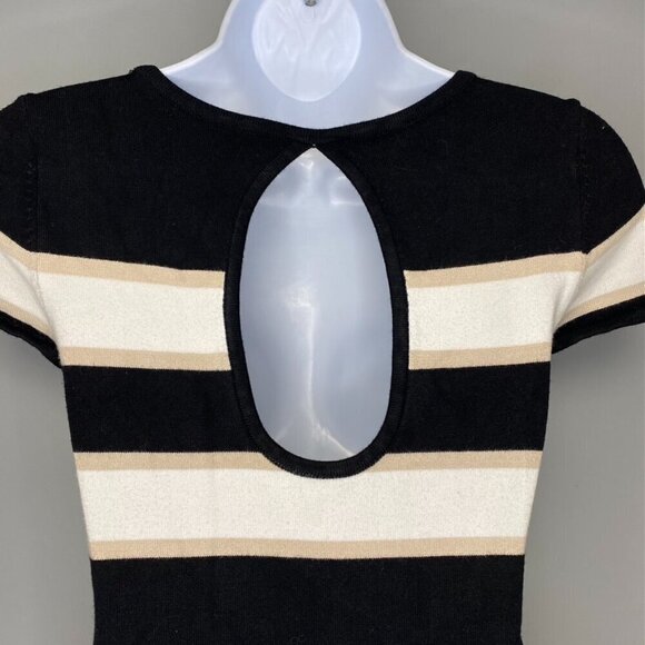 BEBE Y2K Cap Sleeve Striped Open Back Mini Sweater Dress Size M - Picture 3 of 8